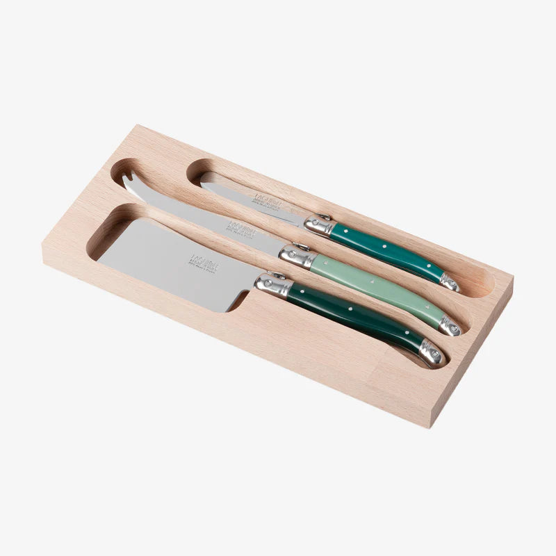 Cheese Knife, Cleaver & Butter Knife Set in Green