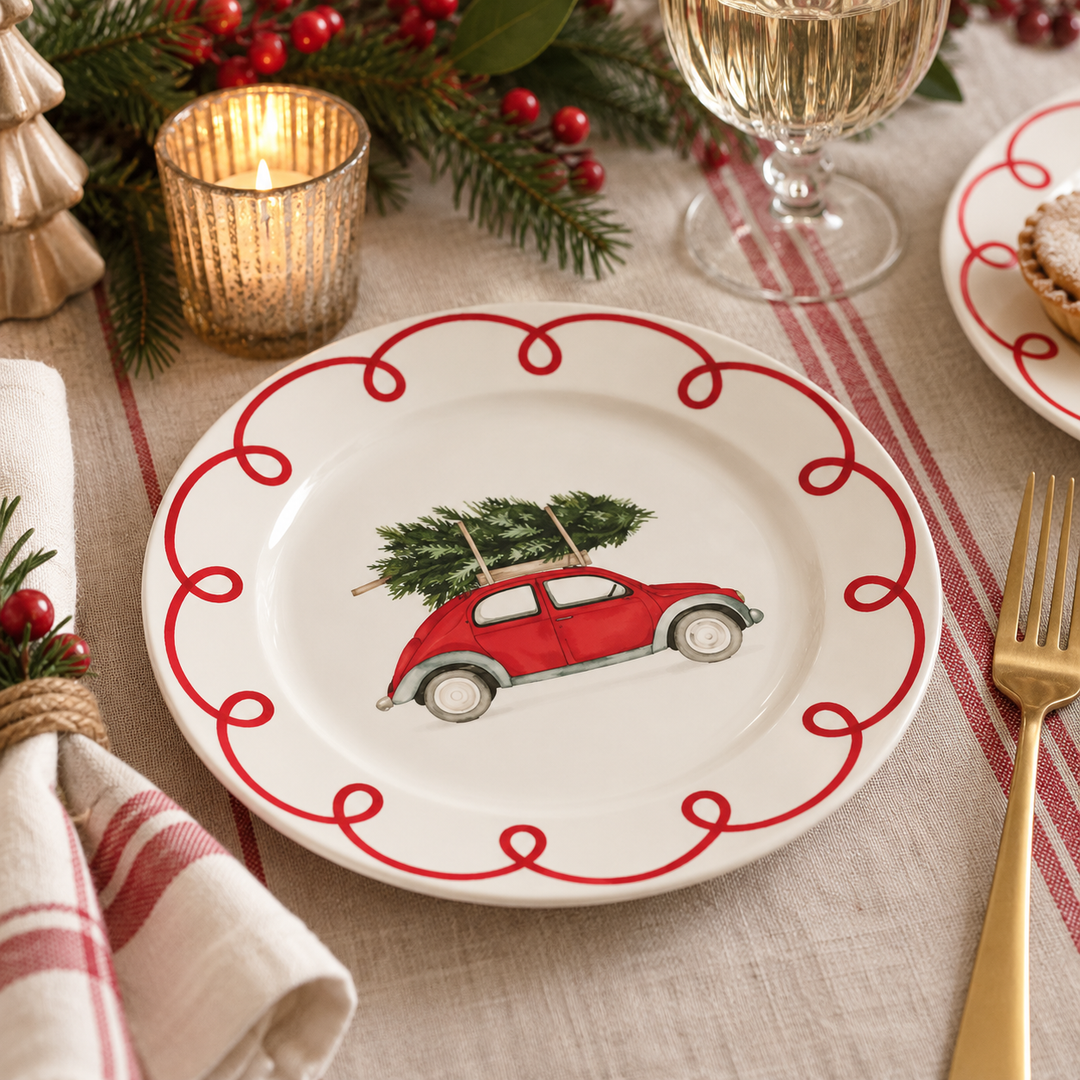 Christmas Car Dessert Plate