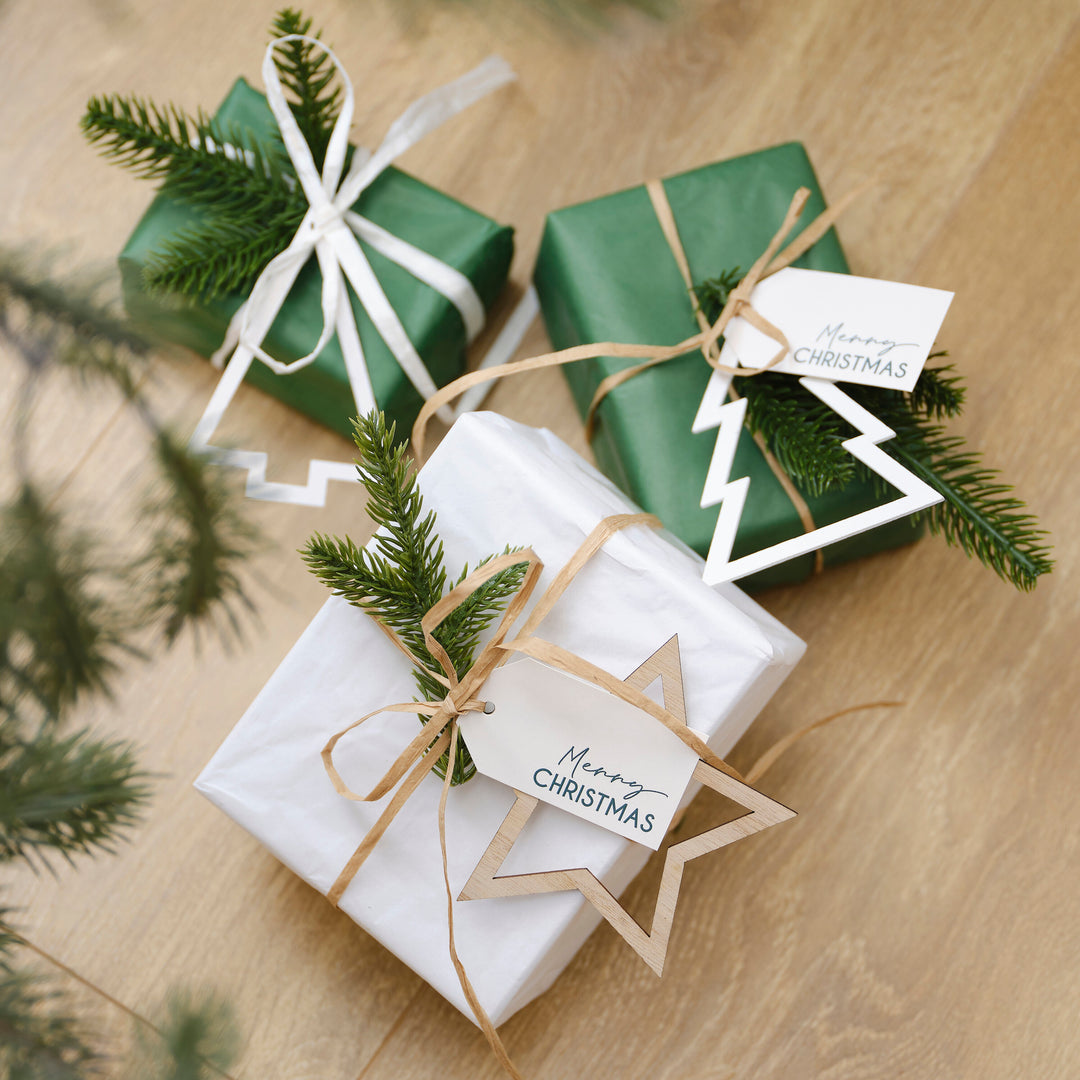 Christmas Gift Tags, Foliage and Ribbon Set