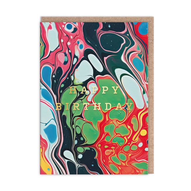 Colourful Marble Happy Birthday Card Set
