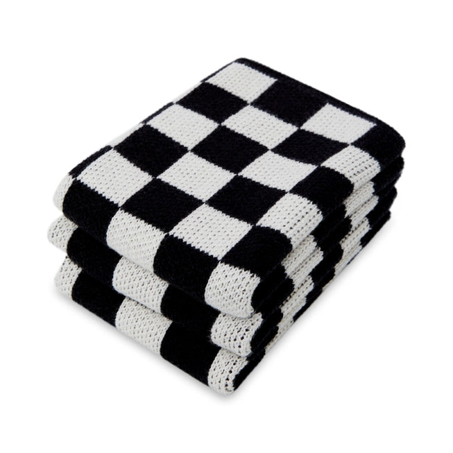 Cotton Knit Dishcloth Set - Monochrome Check