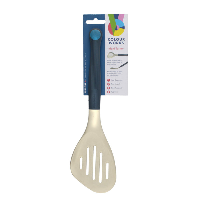 Cream Long Handled Silicone Slotted Food Turner