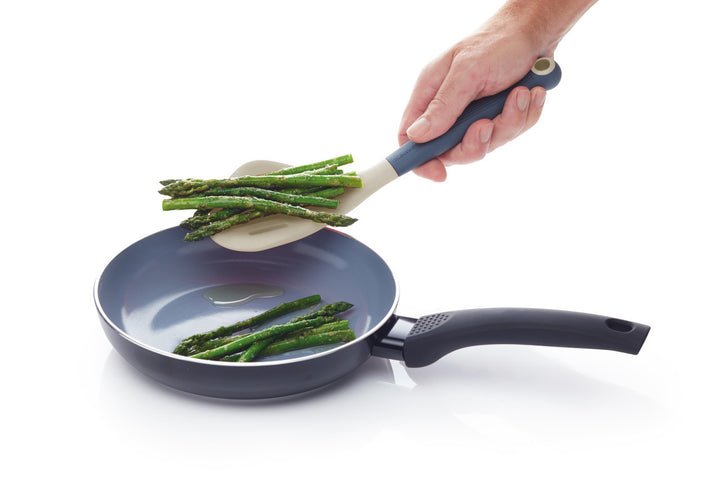 Cream Long Handled Silicone Slotted Food Turner