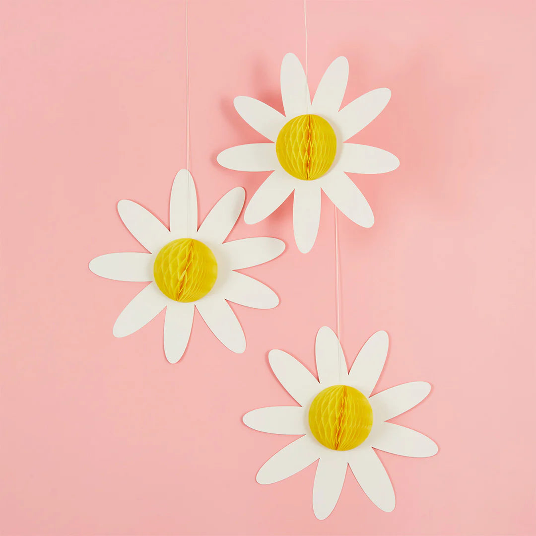 Daisy Honeycomb Decorations - Pack of 3