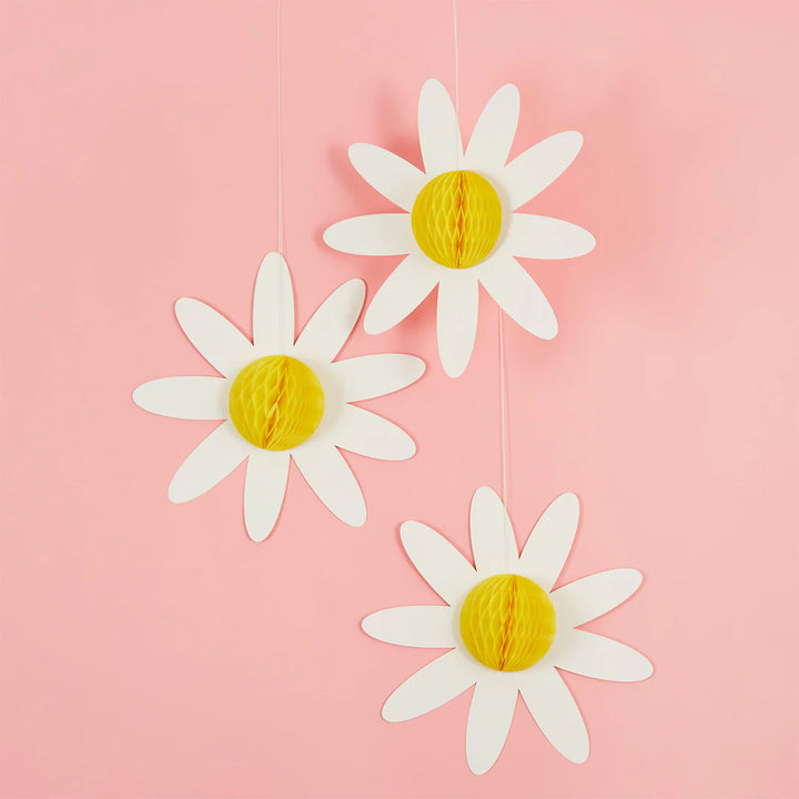 Daisy Honeycomb Decorations - Pack of 3