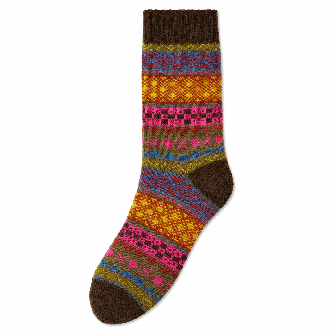 Fair Isle Socks - Brown Mix