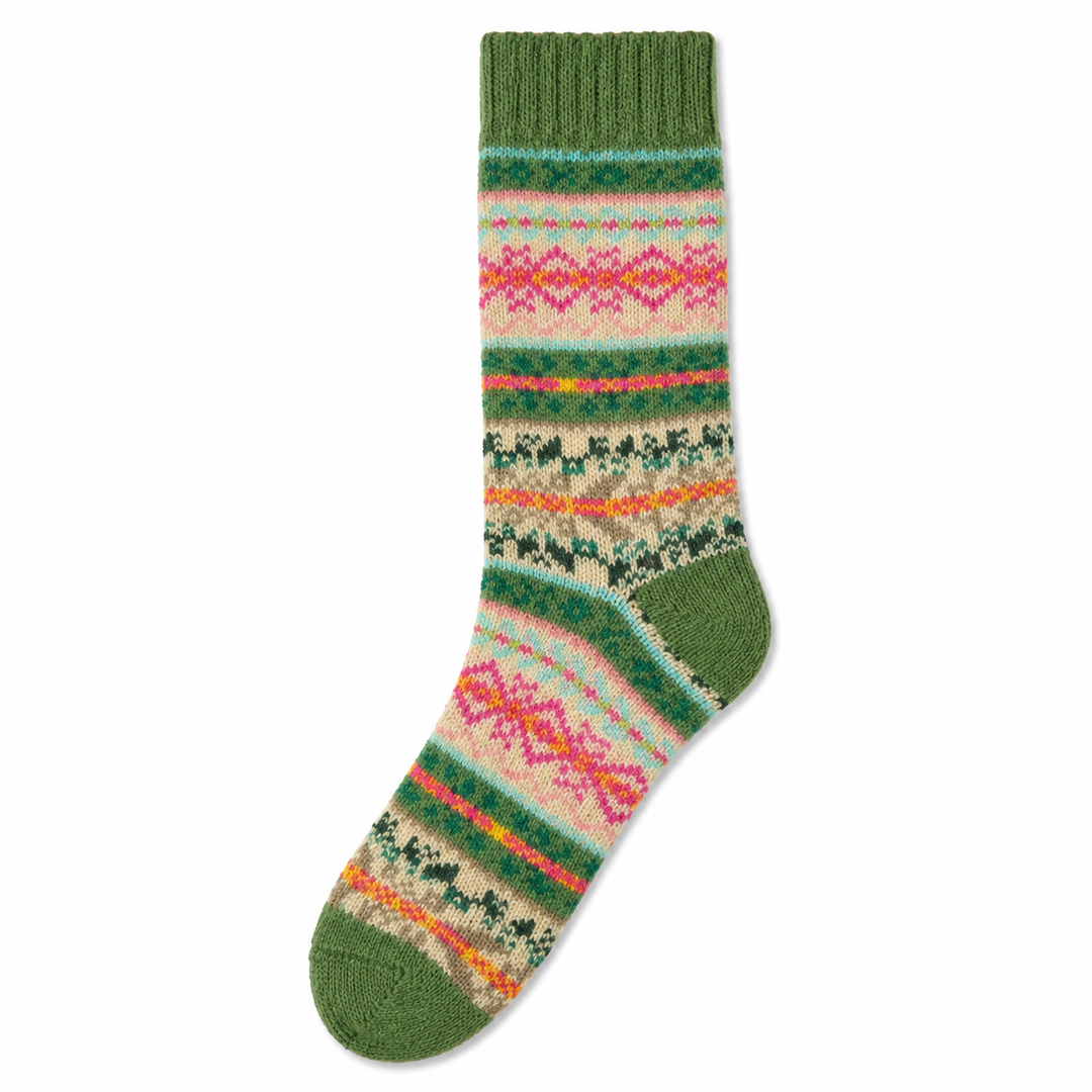 Fair Isle Socks - Green Mix