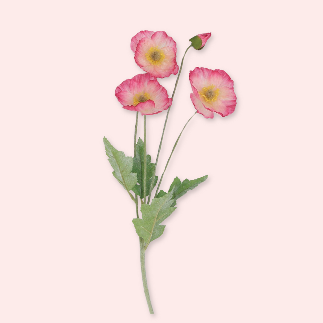 Faux Pink Poppy Stem