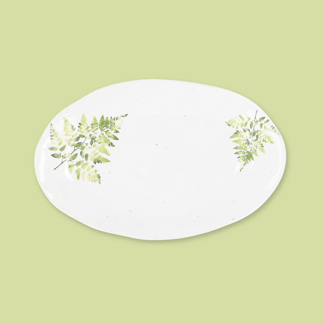 Fern White Oval Platter