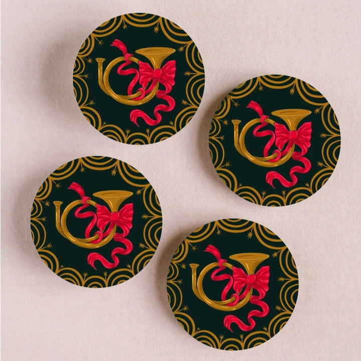 Festive Bugle Coaster Set