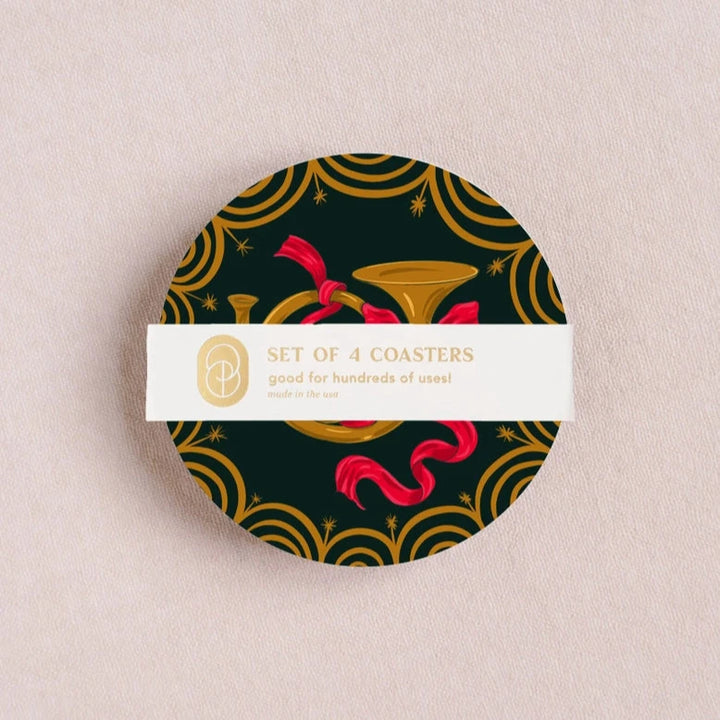 Festive Bugle Coaster Set