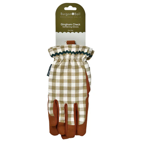 Olive Check Garden Gloves