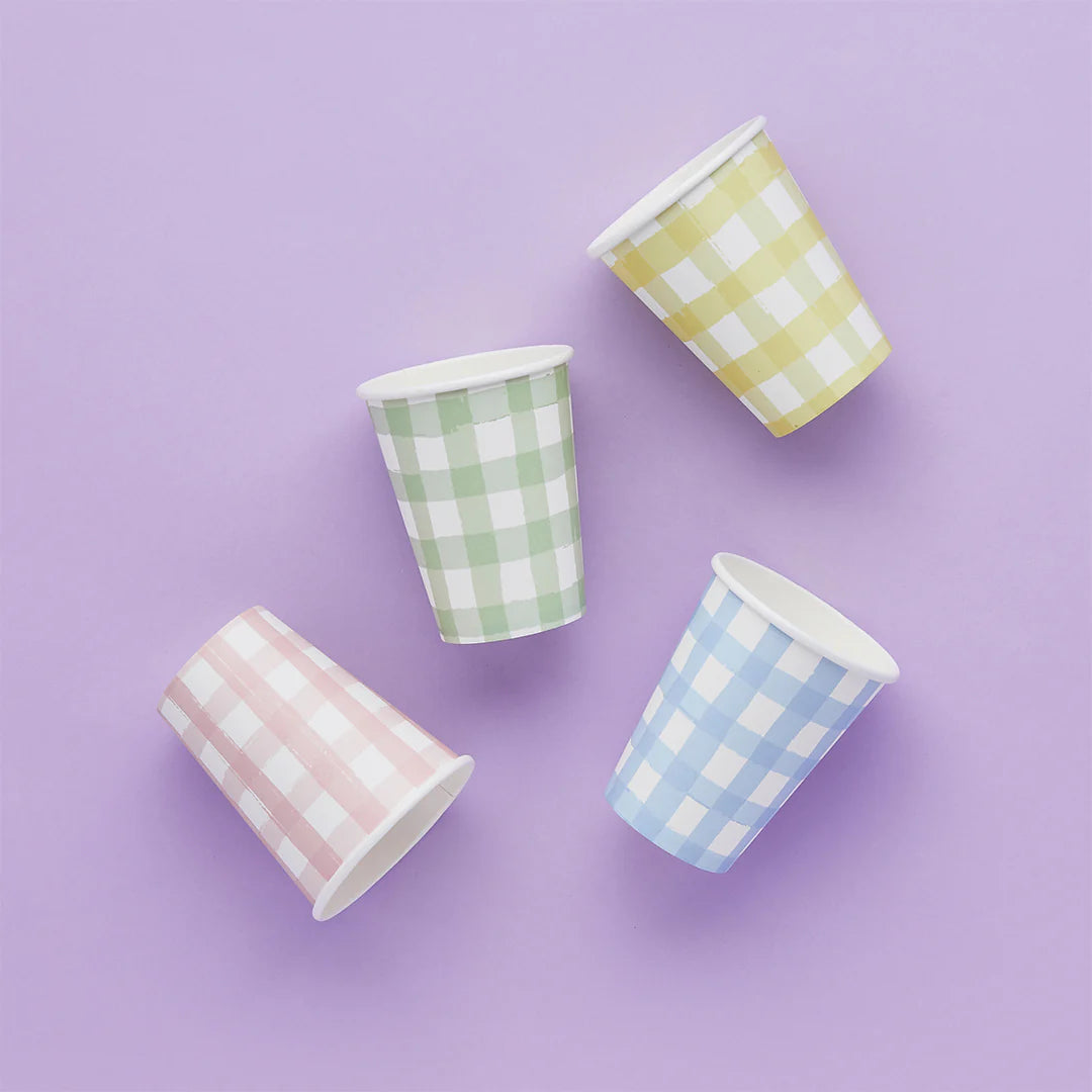 Gingham Paper Cups - Pack of 8