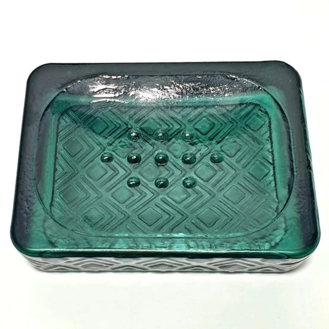 Green Recycled Glass Soap Dish
