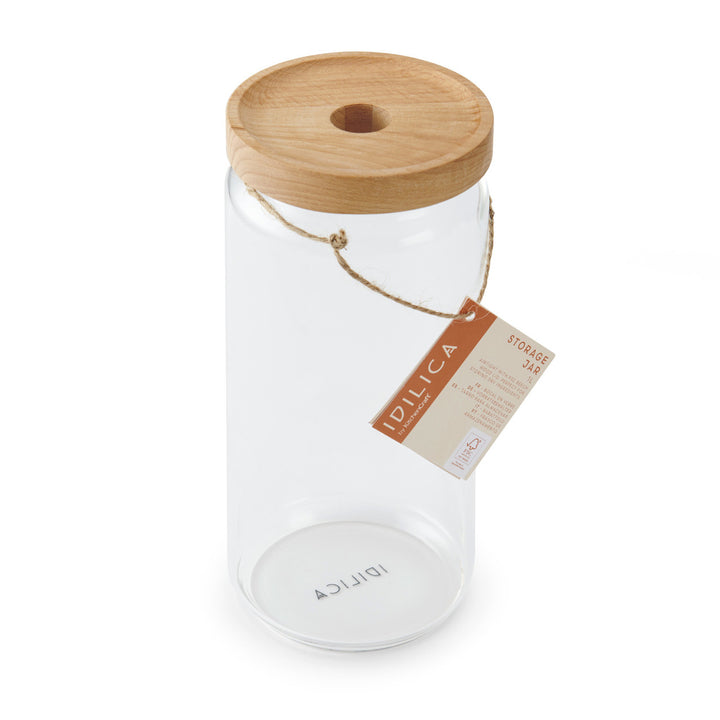 Glass Storage Jar with Beechwood Lid 1000ml