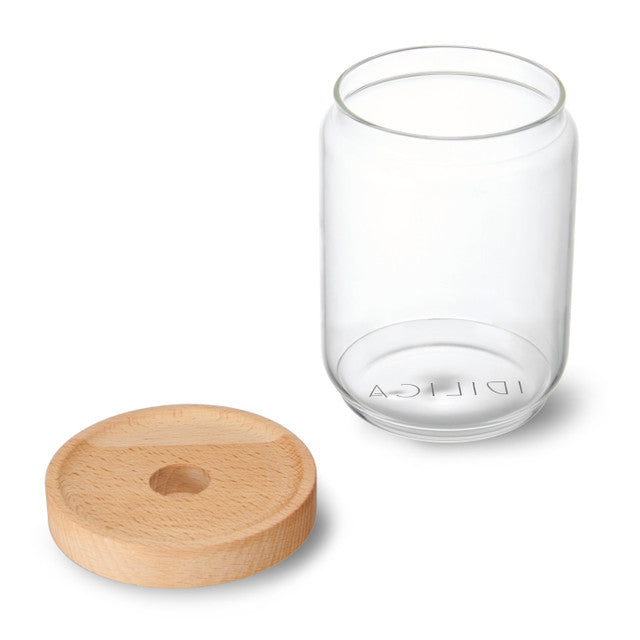 Glass Storage Jar with Beechwood Lid 500ml