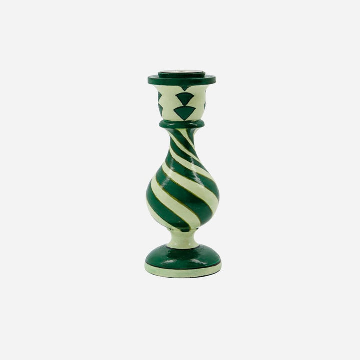 Green Twist Handpainted Candle Holder