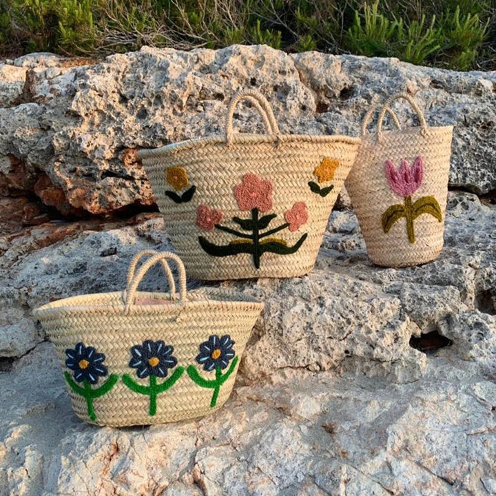 Hand Embroidered Posy Basket