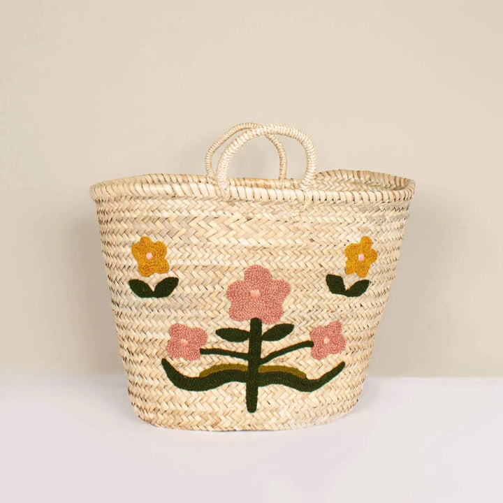 Hand Embroidered Posy Basket