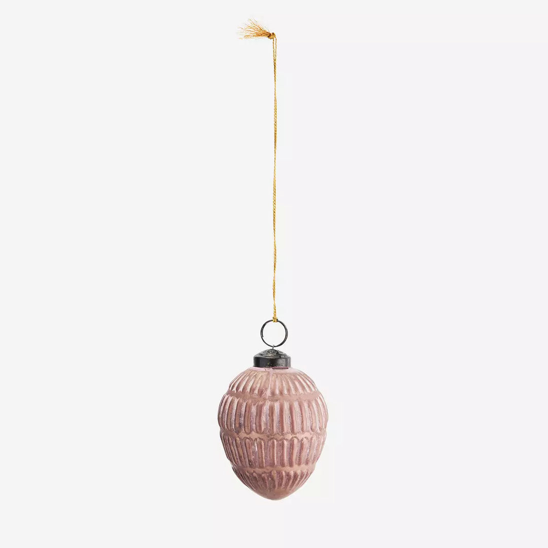 Pink Glass Acorn Bauble