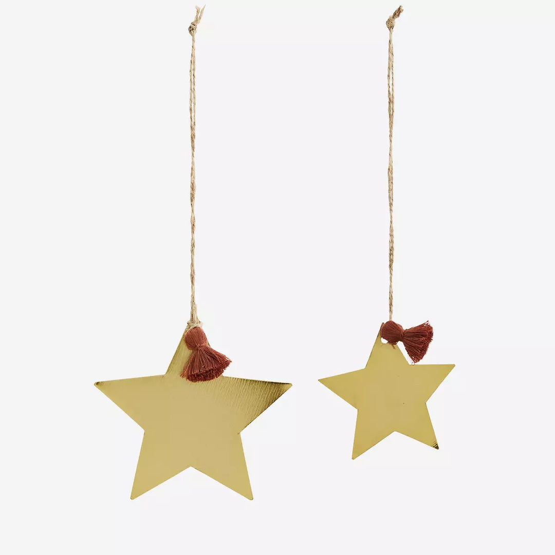 Set of 2 Brass Star Decorations