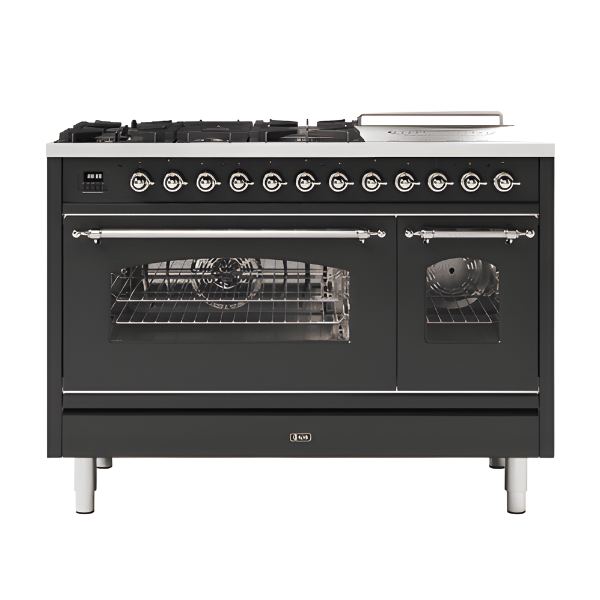 ILVE Black Milano 120cm - Double Oven - 5 Gas Burners & Coup De Feu