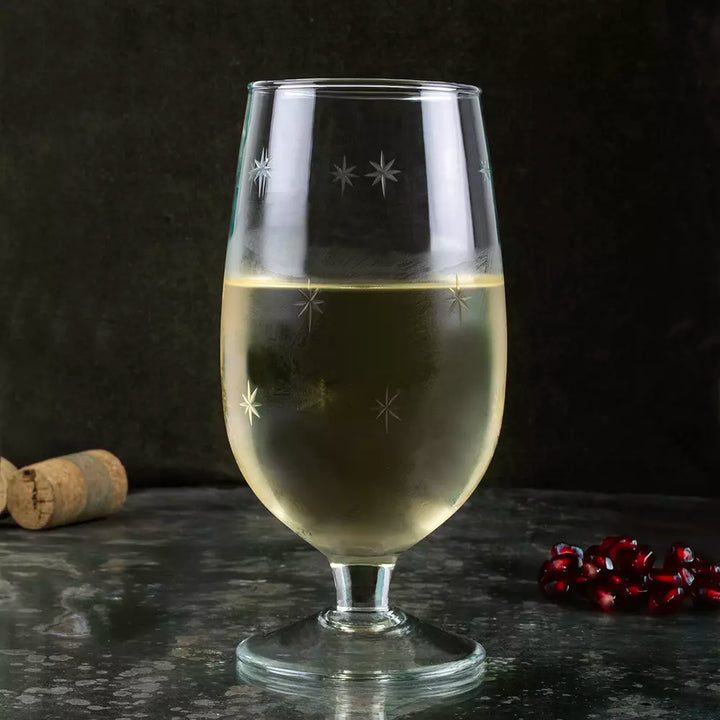 Etched Star Wine Glass