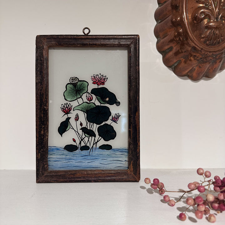 Lilypad - Indian Glass Painting - Vintage
