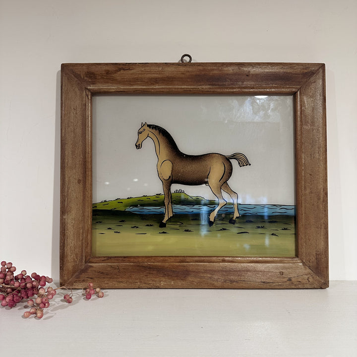 Horse - Indian Glass Painting - Vintage