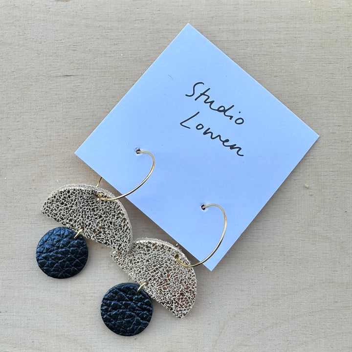 Sunrise Hoop Earrings: Metallic Navy