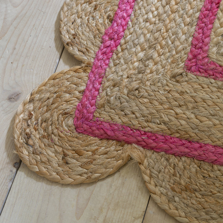 Jute Scallop Runner with Pink Stripe