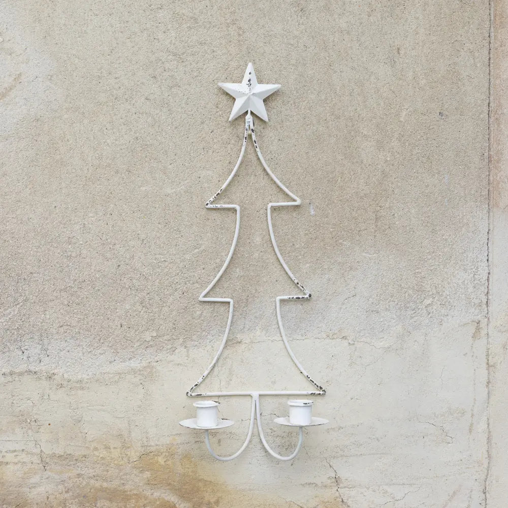 Festive Candle Holder in Antique White