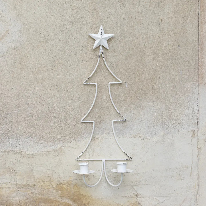 Festive Candle Holder in Antique White
