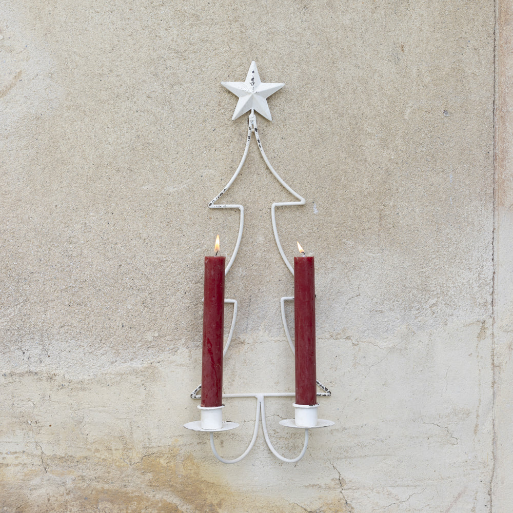 Festive Candle Holder in Antique White