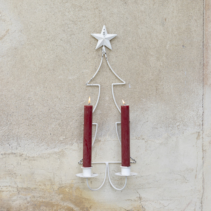 Festive Candle Holder in Antique White