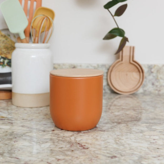 Canister in Terracotta with Beechwood Lid