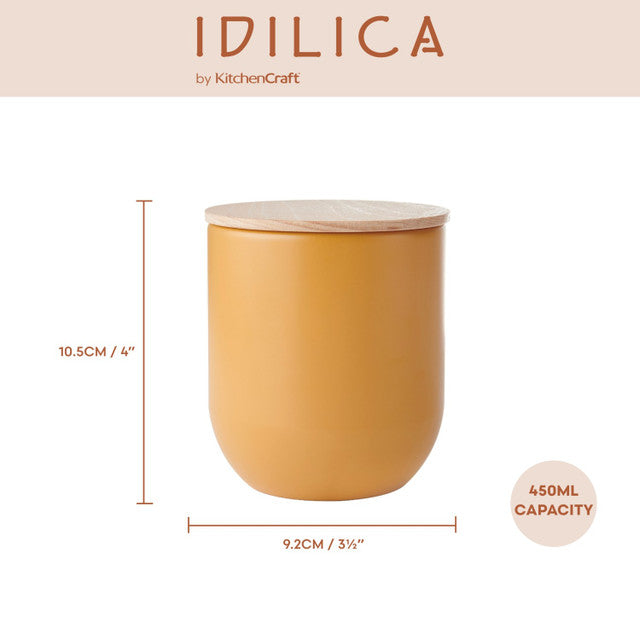 Canister in Yellow with Beechwood Lid
