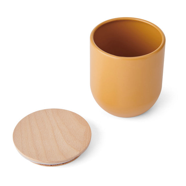 Canister in Yellow with Beechwood Lid