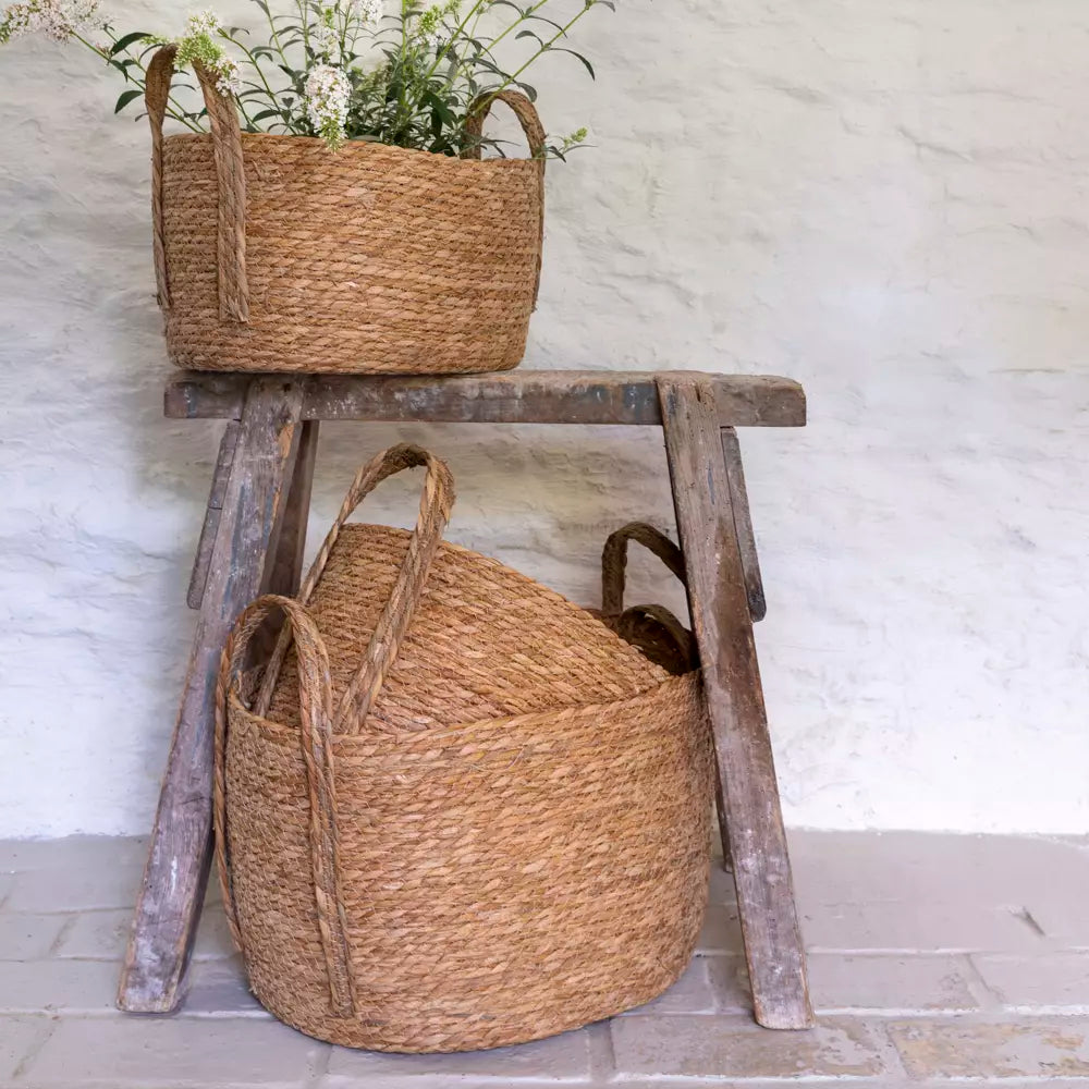 Oval Seagrass Basket with Handles - 3 Sizes