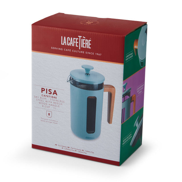 Pisa 8 Cup Cafetiere in Sky Blue