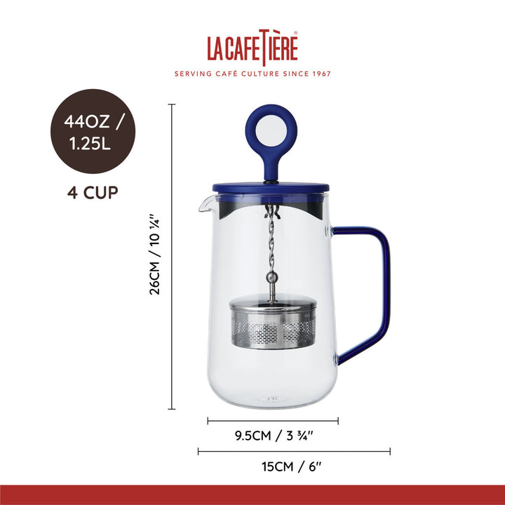 Gyro 4 Cup Glass Spinning Tea Infuser - Blue