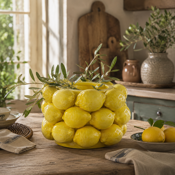 Ceramic Lemon Bowl Vase