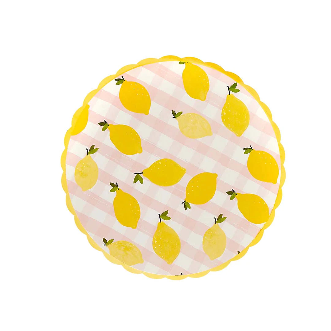 Lemon & Gingham Paper Plates - Pack of 8