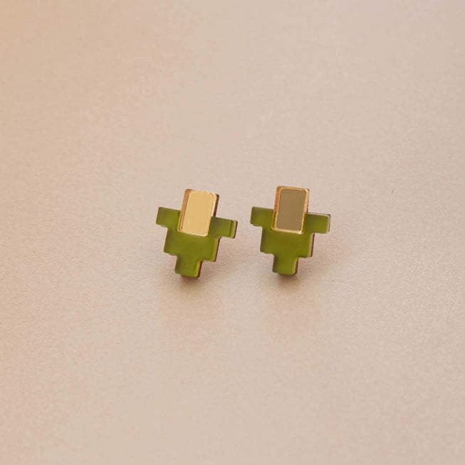 Life Stud Earrings in Olive