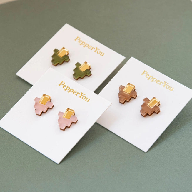 Life Stud Earrings in Olive