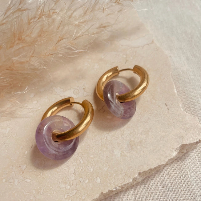 Amethyst Hoops