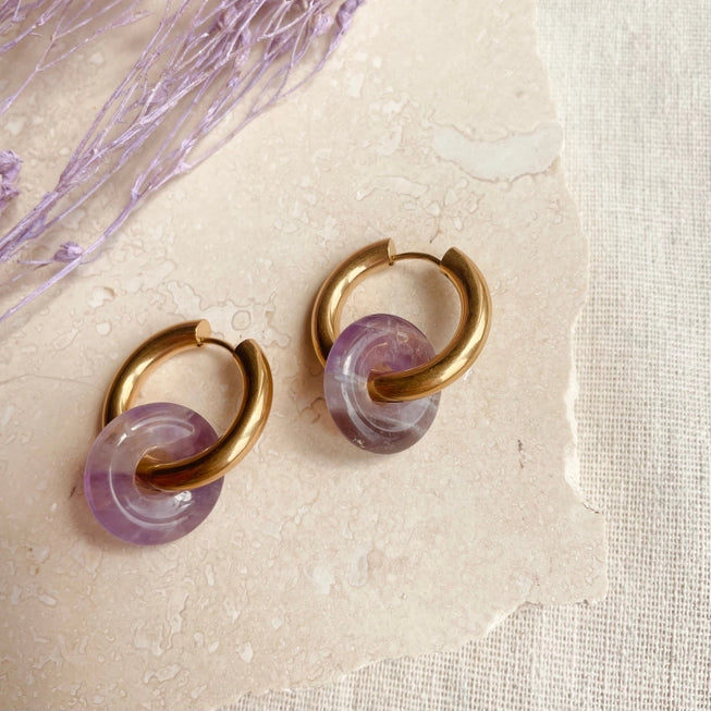 Amethyst Hoops