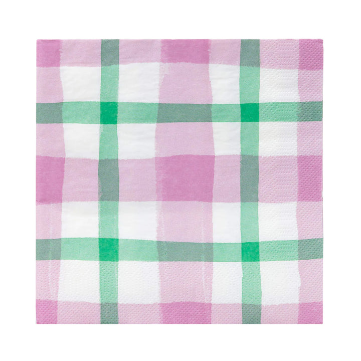 Lilac & Green Gingham Paper Napkins