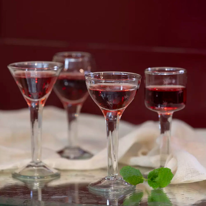 Etched Star Liqueur Glass Set