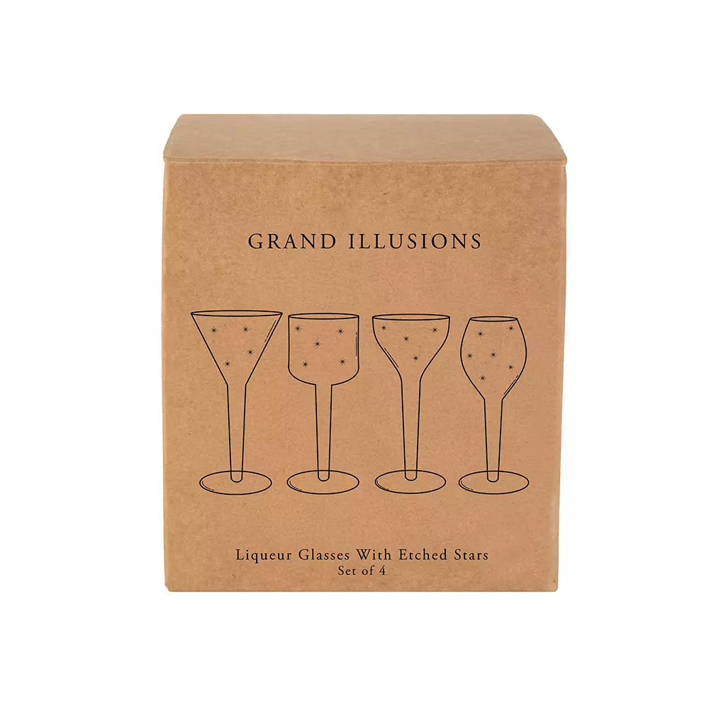 Etched Star Liqueur Glass Set